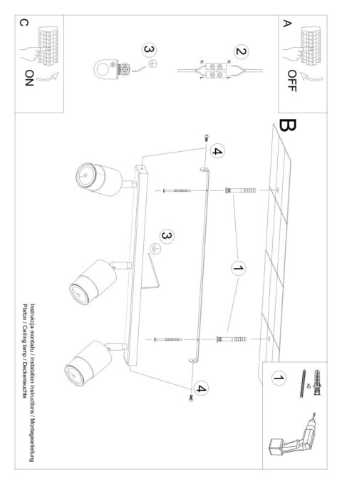 Plafon NERO 3 czarny/złoty