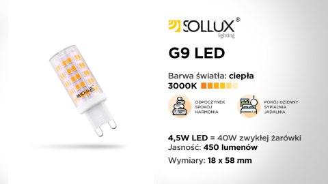Żarówka LED G9 3000K 4,5W 450lm