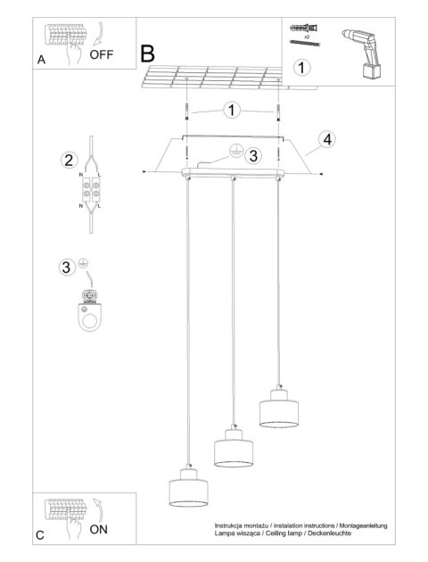 Lampa wisząca SAVAR 3 czarna