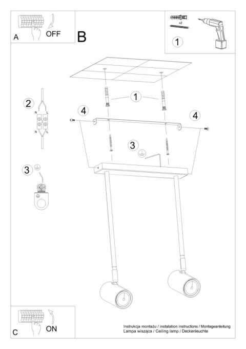 Plafon NORANO 2 czarny