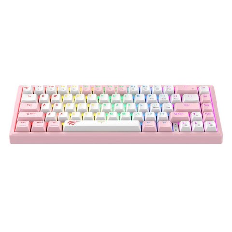 Klawiatura mechaniczna gamingowa Havit KB874L RGB (różowo-biała) (QWERTY)