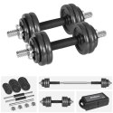Hantle żeliwne regulowane w walizce z gryfem, zestaw 15kg REBEL ACTIVE