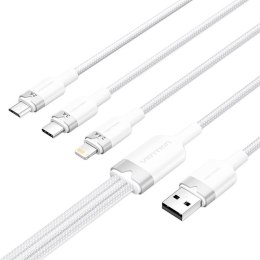 Kabel USB 2.0 A do 3w1 3A Vention CTPWG 1.5M (biały)