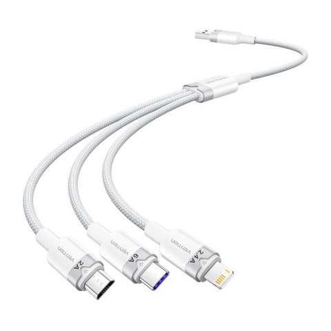 Kabel USB 2.0 A do 3w1 6A Vention CTRWG 1.5M (biały)