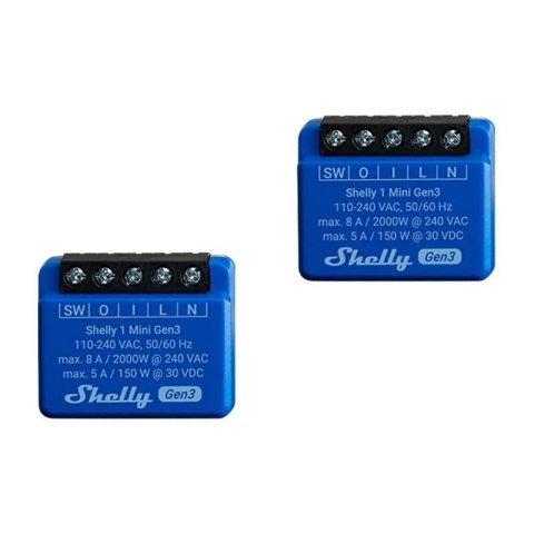 Zestaw 2x sterownik SHELLY 1 Mini Gen3 Wi-Fi/Bluetooth
