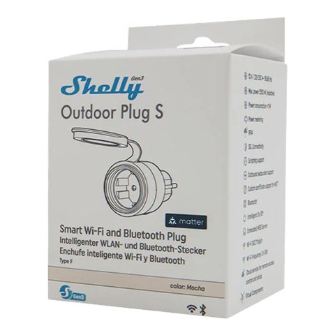 Gniazdko inteligentne SHELLY Plug S MTR Gen3 IP44 12A