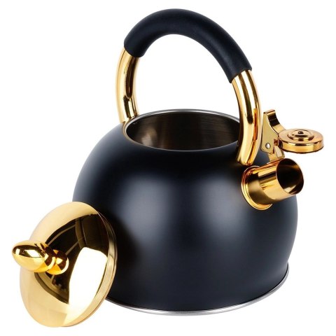 Czajnik z Gwizdkiem Stalowy Nierdzewny Czarny Złoty VILDE 3 L