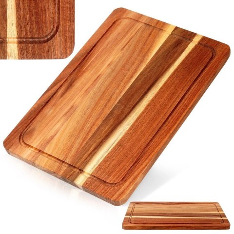 Deska Akacjowa EXCELLENT HOUSEWARE 37 x 25 cm z Rowkiem do Krojenia