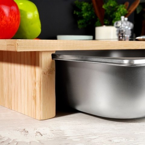 Deska Bambusowa ORION 42x29 cm z Pojemnikiem i Stalową Wkładką