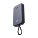 Powerbank 20000mAh Ugreen PB505, USB + USB-C, wbudowany kabel, 20W (szary)