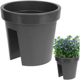 Doniczka Balkonowa Plastikowa VILDE 28 cm Czarna Zawieszana na Poręcz