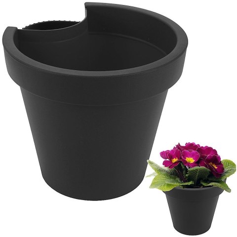 Doniczka na Rynnę Zawieszana VILDE 24 cm Czarna z Odpływem do 10 cm