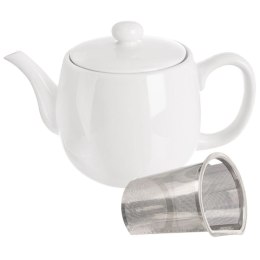 Dzbanek z Zaparzaczem do Herbaty Porcelanowy Biały Mona 700 ml