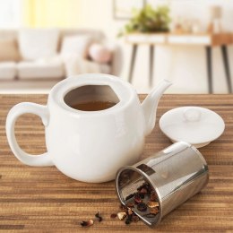 Dzbanek z Zaparzaczem do Herbaty Porcelanowy Biały Mona 700 ml