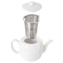 Dzbanek z Zaparzaczem do Herbaty Porcelanowy Biały Mona 700 ml