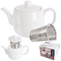 Dzbanek z Zaparzaczem do Herbaty Porcelanowy Biały Mona 700 ml