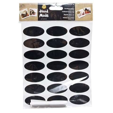 Etykiety kredowe naklejki na słoiki przetwory samoprzylepne owalne kreda zestaw 42 szt.