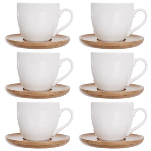 Zestaw Filiżanek z Podstawkami Porcelanowe Małe Białe 6 szt. ORION 100 ml