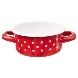 Garnek Emaliowany w Grochy Czerwony Solidny Trwały Indykcja ORION 600 ml