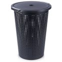 Kosz na Pranie Plastikowy Czarny 35 L VILDE Wytrzymały i Pojemny