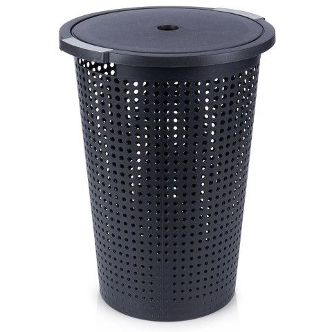 Kosz na Pranie Plastikowy Czarny 35 L VILDE Wytrzymały i Pojemny
