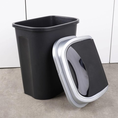 Kosz na Śmieci Odpady Plastikowy Czarny do Kuchni Łazienkowy 25 L VILDE