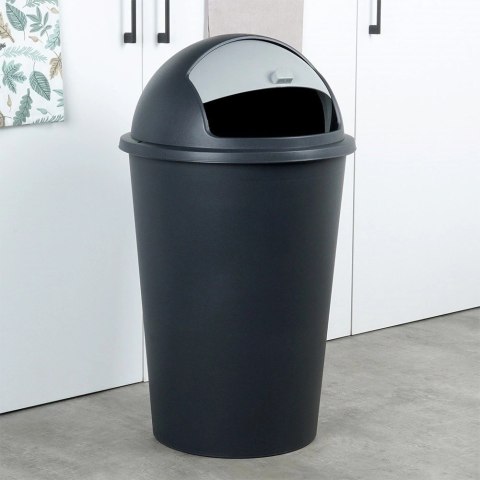 Kosz na Śmieci Odpady z Uchylną Pokrywą Plastikowy Czarny Solidny ORION 47l