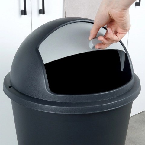 Kosz na Śmieci Odpady z Uchylną Pokrywą Plastikowy Czarny Solidny ORION 47l