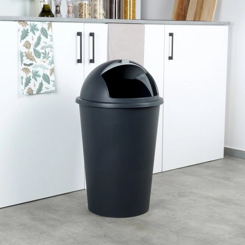 Kosz na Śmieci Odpady z Uchylną Pokrywą Plastikowy Czarny Solidny ORION 47l