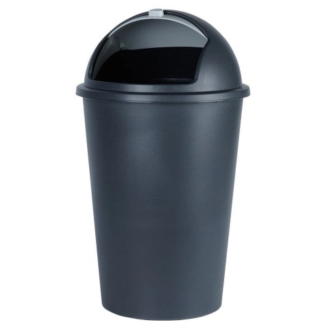 Kosz na Śmieci Odpady z Uchylną Pokrywą Plastikowy Czarny Solidny ORION 47l