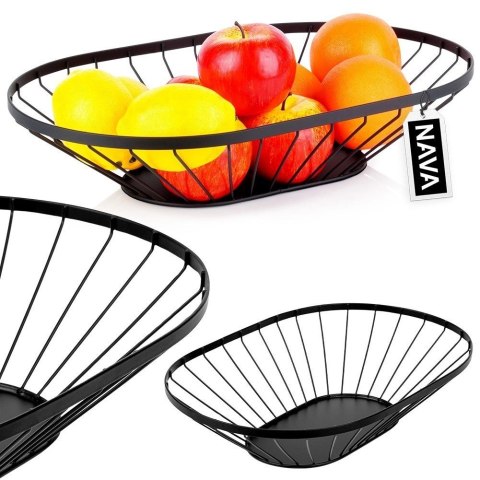 Koszyk Metalowy na Owoce i Warzywa Czarny Loftowy 40,5x25,5 cm NAVA