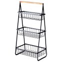 Koszyk na Owoce Warzywa 3-Poziomowy Metalowy Czarny VILDE 29 cm
