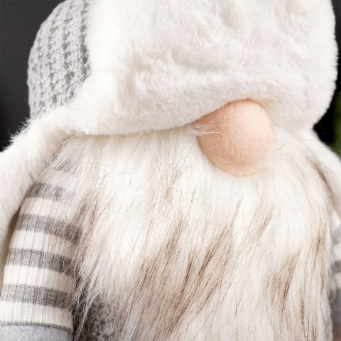 Figurka Świąteczna Krasnal Stojący VILDE Szary 39 cm Poliester Dekoracyjny