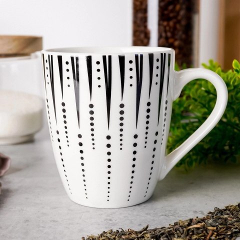 Kubek Porcelanowy 370 ml NAVA Iris Biało Czarny do Zmywarki Mikrofalówki