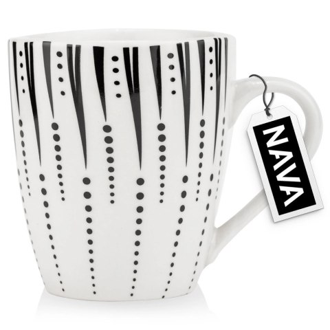 Kubek Porcelanowy 370 ml NAVA Iris Biało Czarny do Zmywarki Mikrofalówki