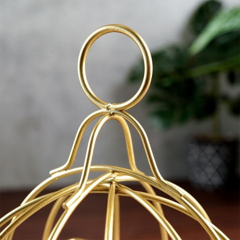 Lampion na Świeczkę Metalowy Złoty 25 cm ORION Klatka na Tealight