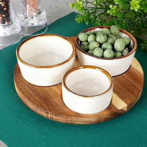 Zestaw Miseczki na Przekąski Ceramiczne na Tacy EXCELLENT HOUSEWARE 3 szt.