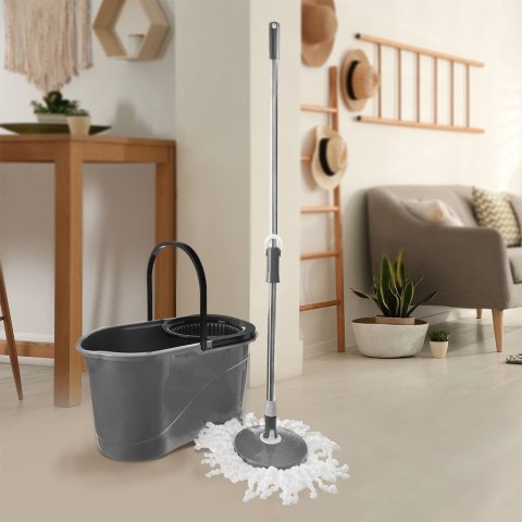 Mop Obrotowy z Wiadrem z Wyciskaczem GREY 19 L Mikrofibra ORION
