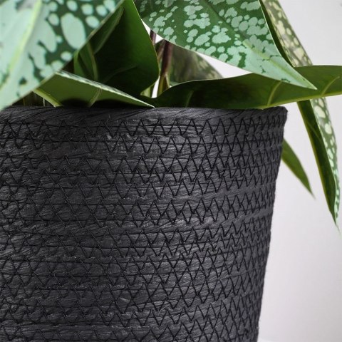Osłonka na Doniczkę Pleciona 23 x 22 cm VILDE Papierowa Czarna Stabilna