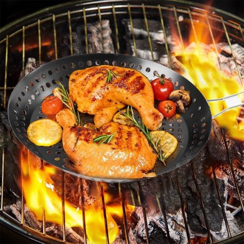 Koszyk do Grillowania Grilla Metalowy Perforowany Czarny 55 x 31 cm BBQ