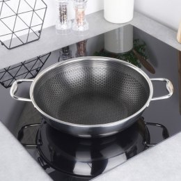 Patelnia Wok z Uchwytami Stalowa Indukcja Nieprzywierająca ORION 28 cm