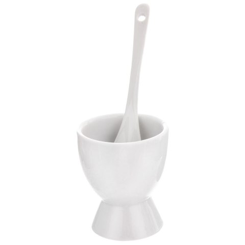 Podstawki na Jajko Porcelanowe Zestaw 2 szt. 6,3 cm VILDE z Łyżeczkami