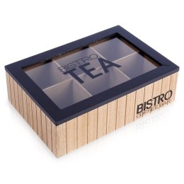 Organizer na Herbatę Drewniany 6 Komór VILDE Zamykany LOFT 24 x 16 cm