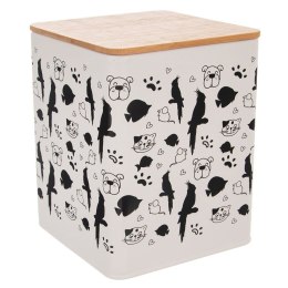 Pojemnik na Karmę Metalowy z Pokrywką 3 L Wielokolorowy 14 x 14 x 17 cm