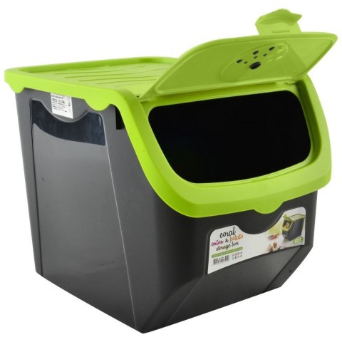 Pojemnik na Warzywa Owoce z Pokrywą Wentylacją Zielony Solidny ORION 12 l