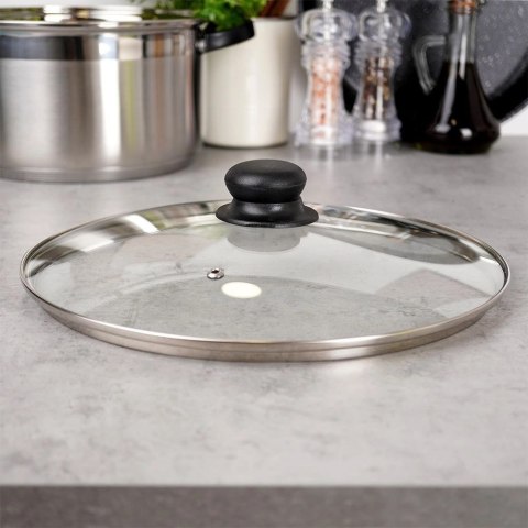 Pokrywka Szklana Żaroodporna Odpowietrznik 28 cm VILDE Zmywarka