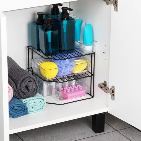 Półka Kuchenna Metalowa Czarna Narożna Loft 3-Poziomowa VILDE 22x22x21 cm