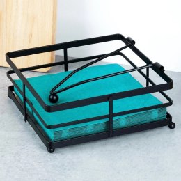 Serwetnik Stojak na Serwetki z Dociskiem Metalowy Czarny NAVA 18 x 18 cm