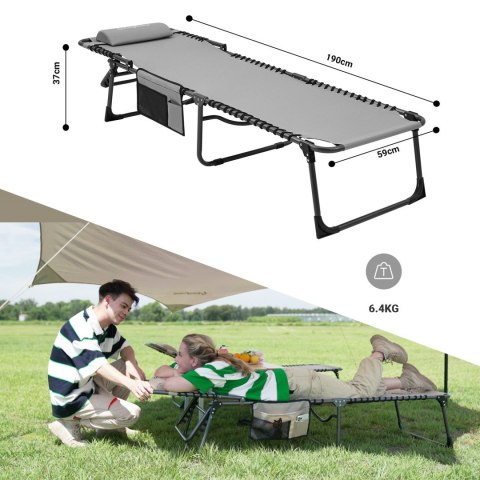 Składany Leżak Kempingowy Ogrodowy Regulowany KING CAMP 190 x 59 cm