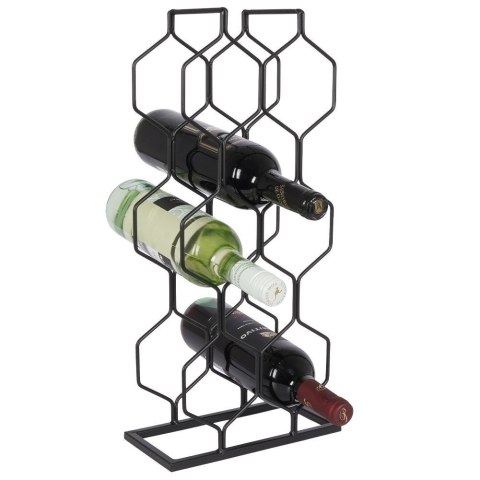 Stojak na Wino Metalowy Czarny 8 Butelek Dekoracyjny VILDE 23x48 cm
